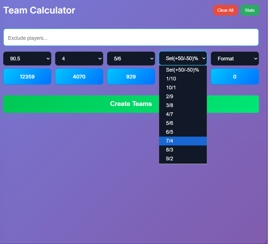 Selection Percentage Filter